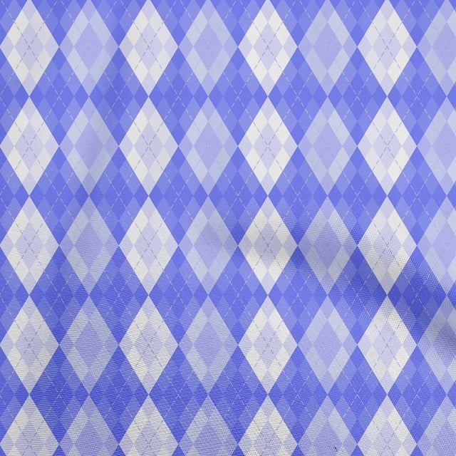 oneOone Polyester Spandex Blue Fabric Argyle Fabric For Sewing Printed Craft Fabric By The Yard 56 Inch Wide