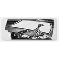 thumbnail image 1 of Nordic Kitchen Mat, Viking Longship Sailing on Swirling Waves Stormy Ocean Exploration Theme Art, Plush Decorative Kitchen Mat with Non Slip Backing, 47" X 19", Black and White, by Ambesonne, 1 of 1