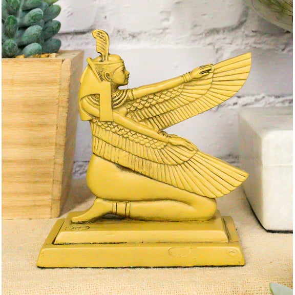 Ebros Egyptian Hieroglyphic Kneeling Winged Goddess Maat Mini Figurine 3.25"H