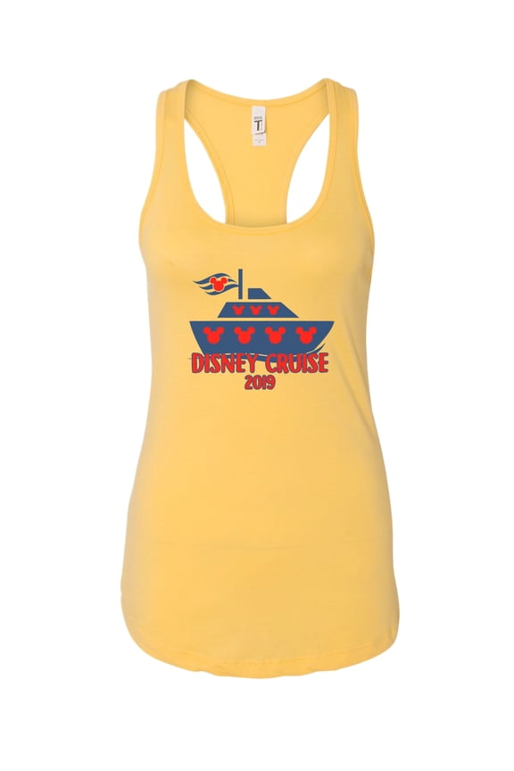Women’s “Disney Cruise 2019” Next Level Racerback Tank Top USA MADE RB Clothing Co Banana Crème, X-Large