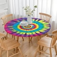thumbnail image 3 of Rainbow Tie Dye Mandala Pattern Round Fitted Tablecloth with Elastic Edge,Dining Table Cover Waterproof,Outdoor Round Tablecloth for Camping,Dining,Indoor and Outdoor, 3 of 7