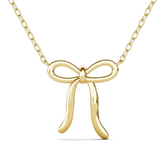 Cate & Chloe Lola Collier Goutte Ruban Nœud Plaqué Or Jaune 18k, Cadeau pour Femmes
