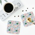 thumbnail image 5 of Honeii Back To School Print Leather Coaster Set of 6, Ideal for Safeguarding Your Furniture from Drinks Spills and Effortless Cleanup,Square, 5 of 7