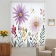 thumbnail image 3 of Purple Flowers Blossom Sheer Curtains 72 Inches Long, Spring Pastoral Garden Wildflowers Light Filering Curtains, Breathable Simi Curtain Privacy Drapes for Living Room Bedroom Window Treatment, 3 of 9