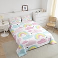 thumbnail image 3 of Girly Rainbow Clouds Bedding Kawaii Cloud Comforter Set 2 Pieces Pink Room Decor, Cartoon Rainbow Cute Stars Bedding Comforter Sets Boho Iridescent Stripes Watercolor Rainbow Duvet Set Twin, 3 of 6