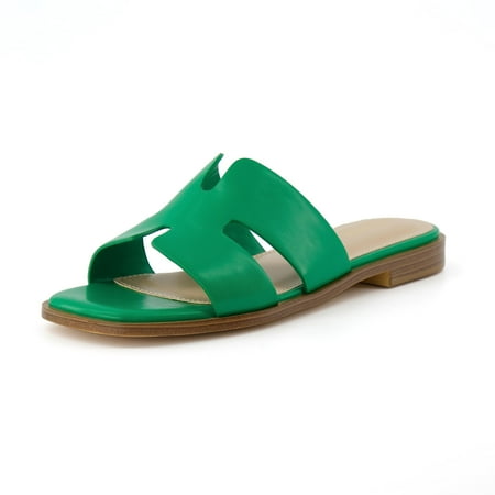 

CUSHIONAIRE Women s Voyage slide sandal +Memory Foam Wide Widths Available Kelly Green 6.5