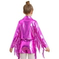 thumbnail image 4 of YiZYiF Girls Fringe Tassel Long Sleeve Zipper Jacket PU Leather Shiny Metallic Outwear Coat for Dance Hot Pink 16, 4 of 5