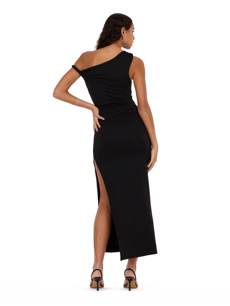 Forever 21 Women's Maxi Dress with Side Ruching Detail and High Neckline,  Sleek Fitted Silhouette with Side Slit for Evening and Special Occasions,  XS-XL - Walmart.com