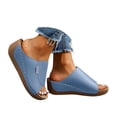 thumbnail image 2 of Summer Shoes White Sandals Women's Summer Wedge Slides - Fashionable Flat Beach Sandals, Comfortable Casual Dress Shoes, 2 of 8