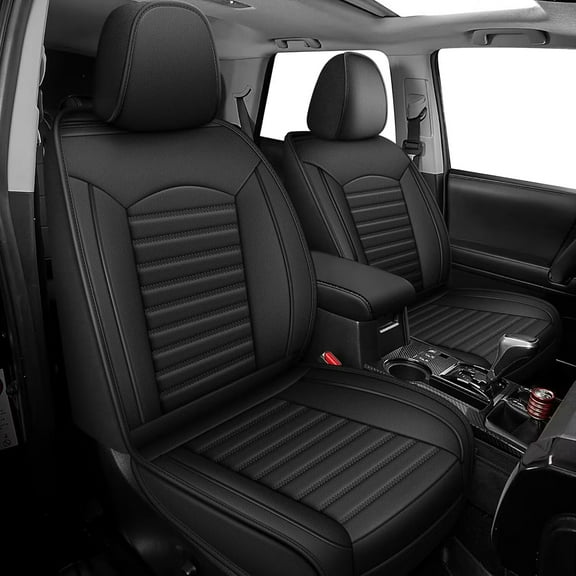 Seat Covers Custom Fit for Toyota 4Runner 2007-2024 2025: 5 Seats Full Set Seat Cushion Protectors Waterproof Leather Comfortable Breathable Compatible Airbag (Black, 5 Seats)