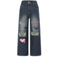 thumbnail image 3 of Graffiti Print Ripped Denim Pants (XL, LightGrey), 3 of 6