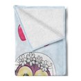 thumbnail image 2 of Wedding Soft Flannel Fleece Throw Blanket, Celebration 2 Cartoon Style Funny Owls Husband Wife Bride and Groom, Cozy Plush for Indoor and Outdoor Use, 60" x 80", Purple Blue Pink, by Ambesonne, 2 of 5