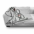 thumbnail image 3 of Engagement Party Soft Flannel Fleece Blanket, Hand Drawn Kidergarten Themed Wedding Proposal Image Celebration, Cozy Plush for Indoor and Outdoor Use, 70" x 90", Black White and Red, by Ambesonne, 3 of 6