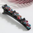 thumbnail image 3 of 4 Pcs Sparkling Crystal Stone Braided Hair Clips, Satin Fabric Hair Bands, Four-Leaf Clover Rhinestone raided Hair Clip Duckbill Hair Clips for Women/Girls (Double Flower-4 pcs), 3 of 5