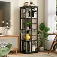 thumbnail image 1 of 4-Tier Rotating Bookshelf, Freestanding Corner Bookshelf, 360° Spinning Bookcase, Industrial Style Storage Rack Swivel Bookcase Corner Storage Organizer for Living Room, Bedroom, Study, 1 of 12