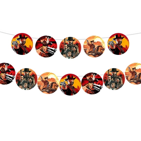 Banner Red Dead Pre-Strung Redemption Party Supplies Garland Decor Decorations