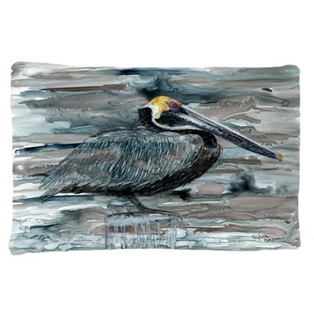 Carolines Treasures 8946PILLOWCASE Pelican In Grey Fabric Standard Pillowcase