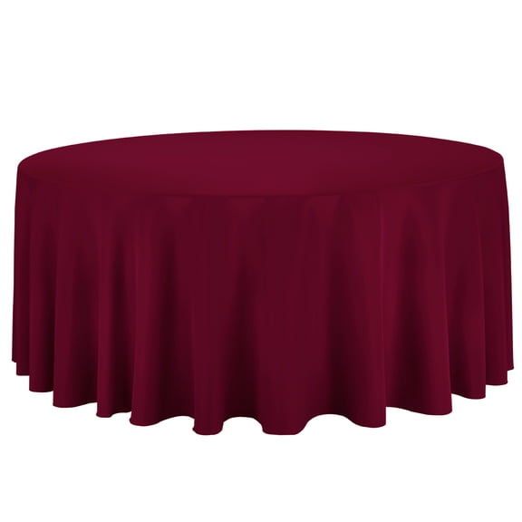 132 in. Round Polyester Tablecloth Burgundy