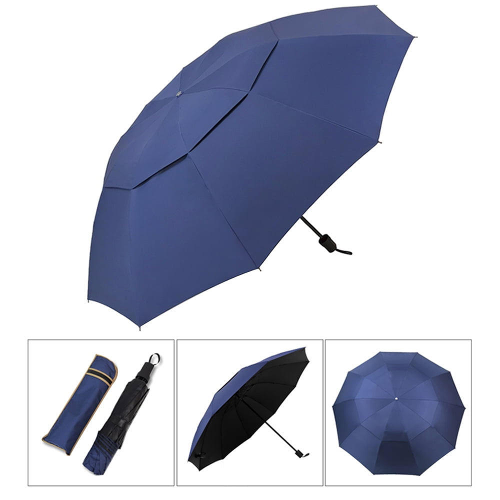 Anti UV Sun Rain Umbrella Women Windproof Travel Compact 3 Folding Umbrella 