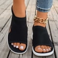 thumbnail image 2 of Rokment Womens Knit Mesh Athletic Orthopedic Slingback Sandals Open Toe Slip on Casual Wedge Shoes Breathable Comfortable Walking Sneakers Summer Black Size 9, 2 of 7