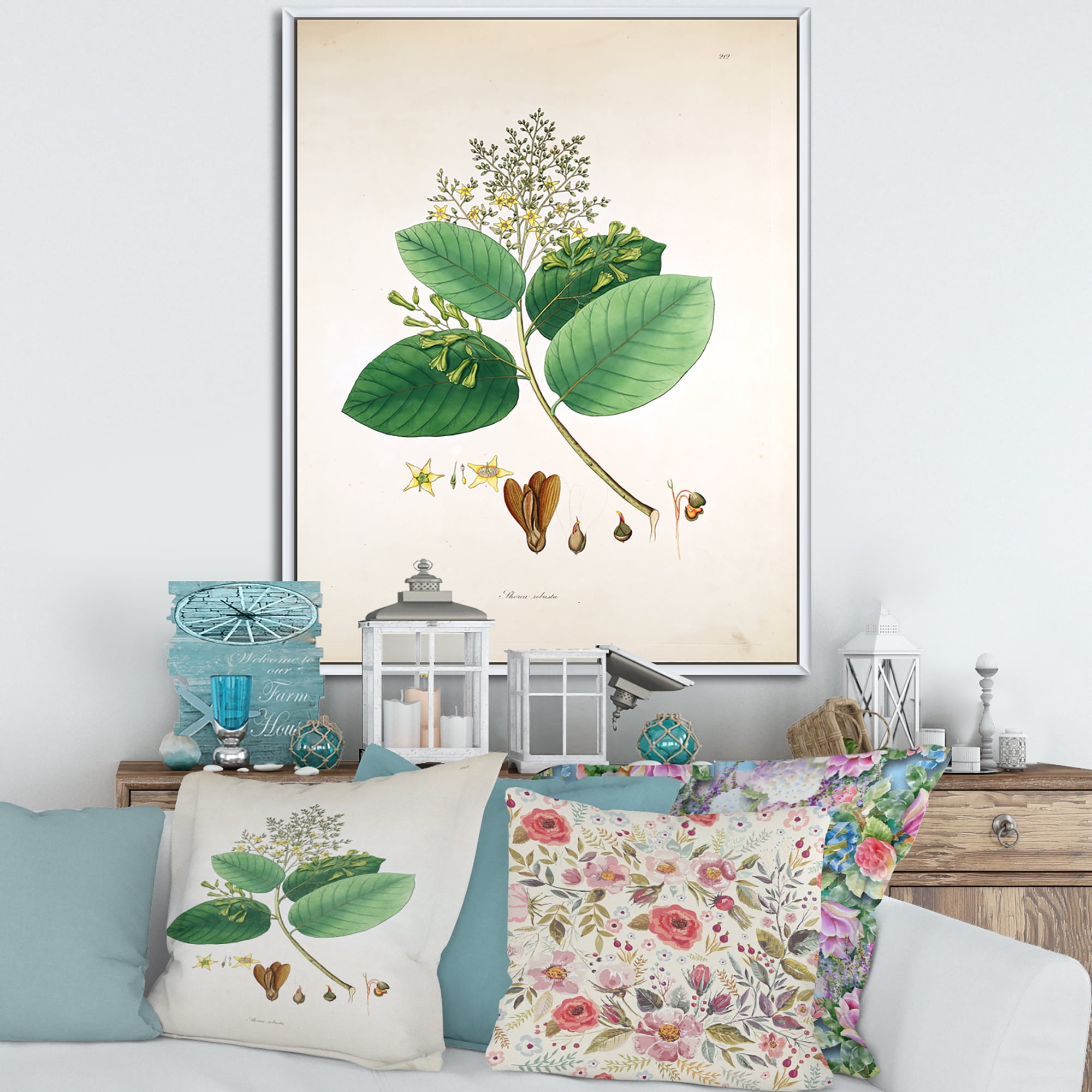 Ancient Botanicals III 12 in x 20 in Framed Painting Canvas Art Print, by Designart