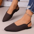 thumbnail image 5 of PiGOGI Women Solid Color Mesh Closed Toe Pointed Toe Flat Sandals Breathable Knit Elastic Slingback Brown, 5 of 8