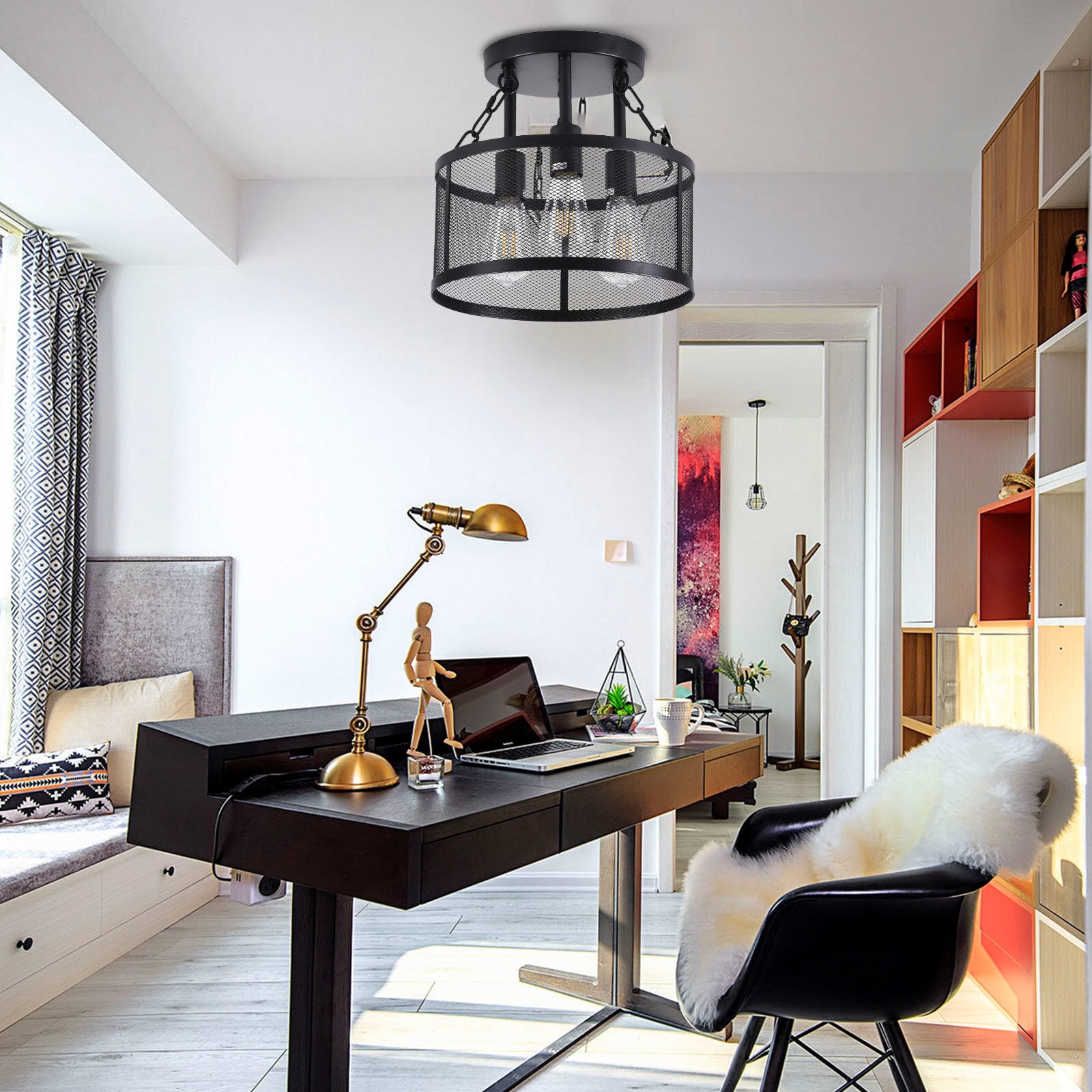 Modern Black Ceiling Mount Light Fixture Ceiling Light for Hallway Bedroom Kitchen Ceiling Light Fixture