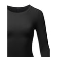 thumbnail image 4 of A2Y Women's Basic Solid Stretchable Crew Neck Long Sleeve Crop Top Black S, 4 of 6