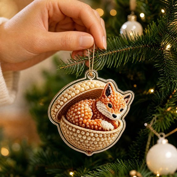 DIY Acrylic 2D Pearl Painting Christmas Ornament Kit for One Hanging Decoration, Sparkling Holiday Craft Project for Christmas Tree or Window Display and Handmade Gift Making, Style A
