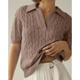 thumbnail image 4 of Sherrylily Women Cable Short Sleeve Sweaters Tops V Neck Knit Casual Pullover Shirt, 4 of 4