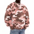 thumbnail image 3 of IAJDKMEK Men's Camo Corduroy Crewneck Sweatshirt - Loose Fit Long Sleeve Pullover Top for Men, Camouflage Print Casual Sweatshirt for Outdoor,Pink XL, 3 of 4