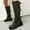 Black, variant on Tawop Cowboy Boots for Women Tall Chunky Low Heel Lace Up Winter Fall Black Boots Western