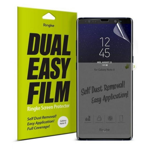 Galaxy Note 8 Screen Protector, Ringke [Dual Easy Full Coverage] [2 Pack] High Resolution [Anti-Smudge Coating] Easy Application Case Friendly Film Protector for Samsung Galaxy Note8