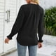 thumbnail image 4 of Blusa Cuello En V Puños Con Volantes Manga Larga Color Puro Tops Casuales De Moda Para Mujer Negro XXL, 4 of 6