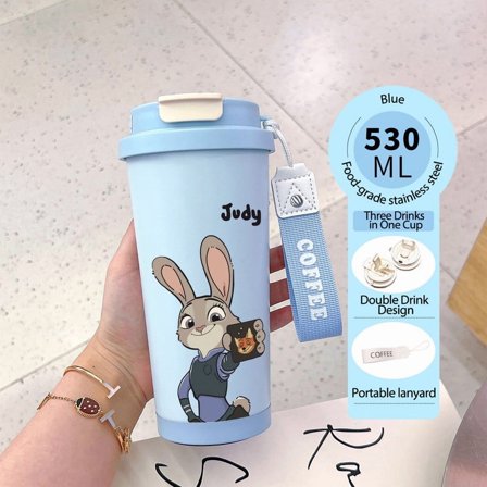 Zootopia Judy Travel Coffee Tumbler Cup Mug Stainless Steel with Lid Lover Water Bottle Gifts for Fan 18oz