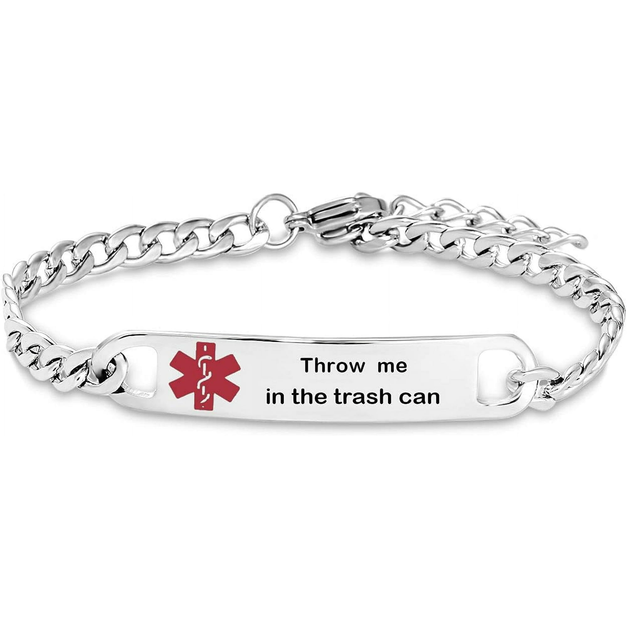 HSHDLDF Red Medical Alert Bracelet for Women Men Emergency First