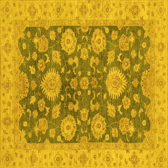 Ahgly Company Indoor Square Abstract Yellow Modern Area Rugs, 7' Square
