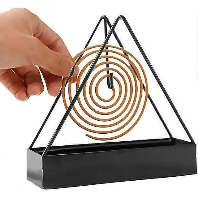 Mosquito Coil Holder, Triangle Iron Mosquito Coil Holder, Incense Burner Holder with Ash Catcher Storage