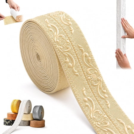 Borikise DIY Decorative Border Tape Vintage Peel and Stick Molding for Home Decoration Waterproof Flexible Ideal for Walls Furniture and Ceilings
