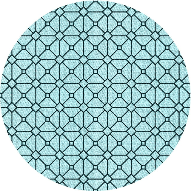 Ahgly Company Machine Washable Indoor Round Transitional Deep-Sea Green Area Rugs, 7' Round