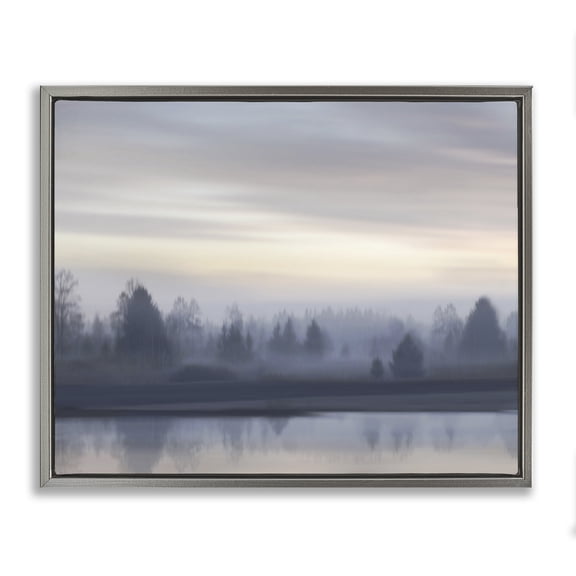 Stupell Industries Rustic Lodge Grey Woodland Lake Gray Floating Frame Canvas Art, 21 x 17, by Madeline Clark