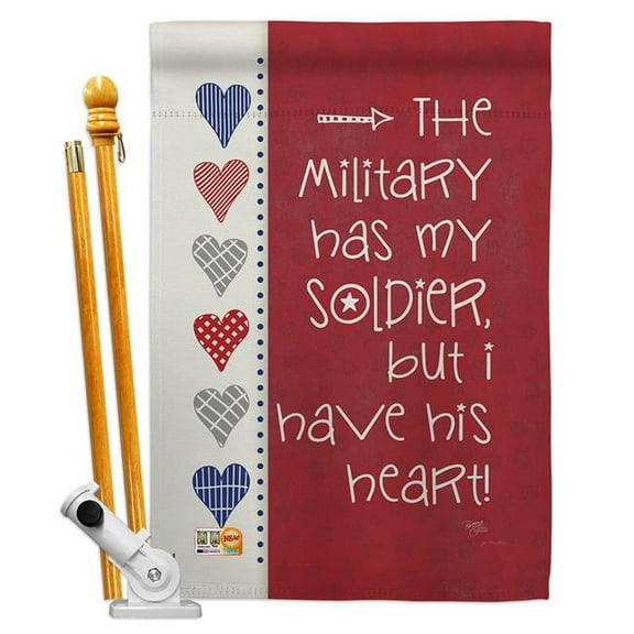 Breeze Decor BD-MI-HS-108402-IP-BO-D-US18-SB 28 x 40 in. My Soldier Americana Military Impressions Decorative Vertical Double Sided House Flag Set with Pole Bracket Hardware