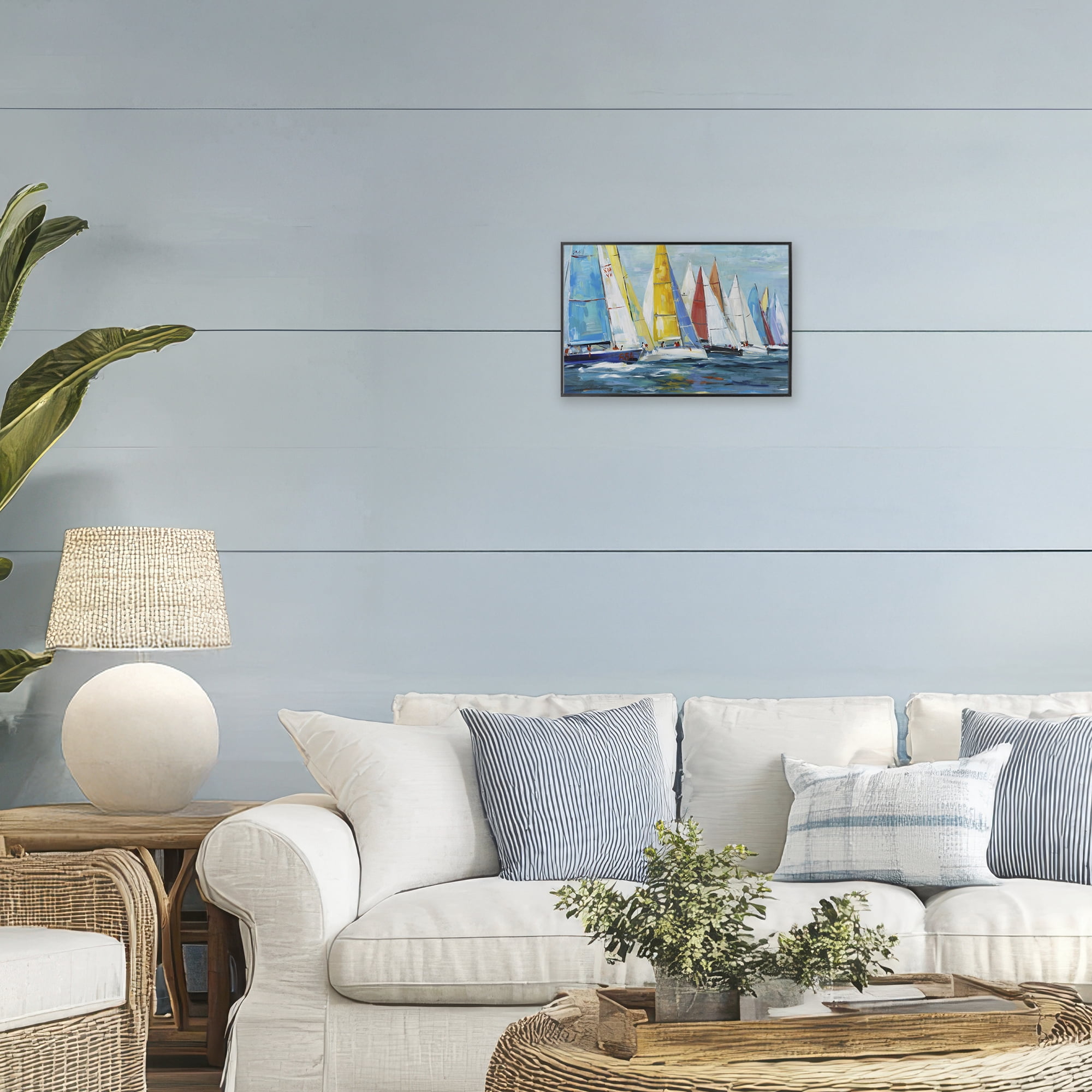 Stupell Industries Colorful Sails Coastal Scene Black Framed Giclee Art, design by Lorenzo Collective