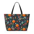 thumbnail image 2 of Kdxio Autumn with Pumpkins for Beach Bag for Women Large Beach Tote Bag Waterproof Sandproof Swim Bag with Zipper Pockets Beach Vacation Travel, 2 of 7