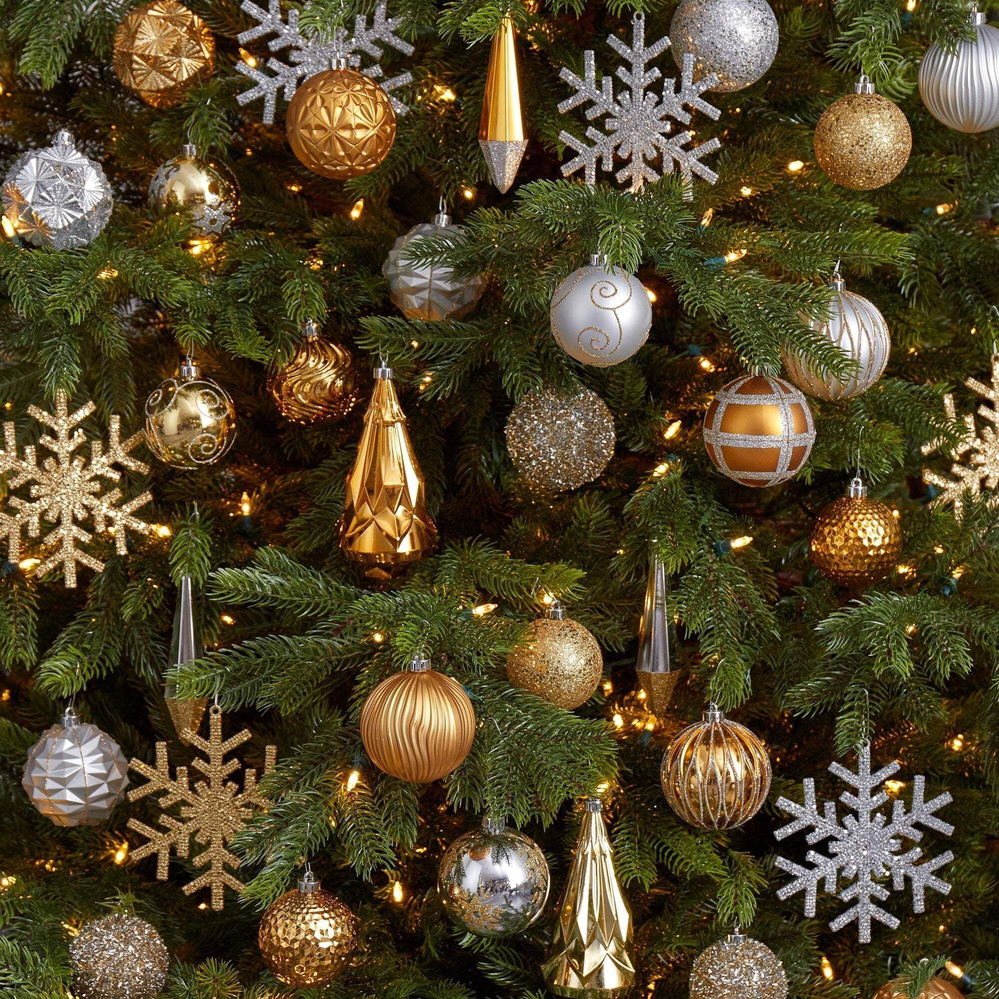 Nearly Natural Holiday Shatterproof 52 Count Christmas Tree Ornament Box Set