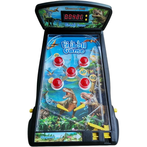 Dinosaur Electronic Pinball Game,Trisquirrel Tabletop Arcade Pinball Machine with Lights & Sounds Effects,LED Digital Scoreboard,Suitable for Kids & Adults,Age 8