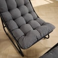 thumbnail image 5 of Pawverly Patio Lounge Chair with Ottoman, Outdoor Recliner Sling Chair with Padded Cushion & Foot Stool, Steel Frame Chair for Porch, Deck, Garden, Indoor Outdoor, Grey stripes, 5 of 10