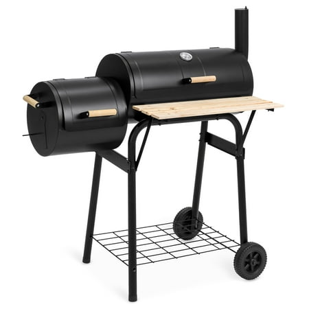 Grilling Sampler - Best Choice Products Outdoor 2-in-1 Charcoal BBQ Grill Meat Smoker for Home, Backyard w/ Temperature Gauge, Metal Grates - Black
