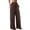 Brown, variant on Women's Striped Linen Wide Leg Pants,Elastic Waist Drawstring Casual Palazzo Trousers