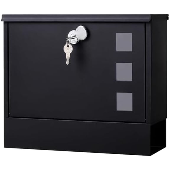 Locking Mailbox Wall Mount for Outside– Mailboxes with Key Lock for Front Door Fence, Large Capacity Letter Box, 14.3 x 4.1 x 11.8 Inch, Black, SM-HPB911BN